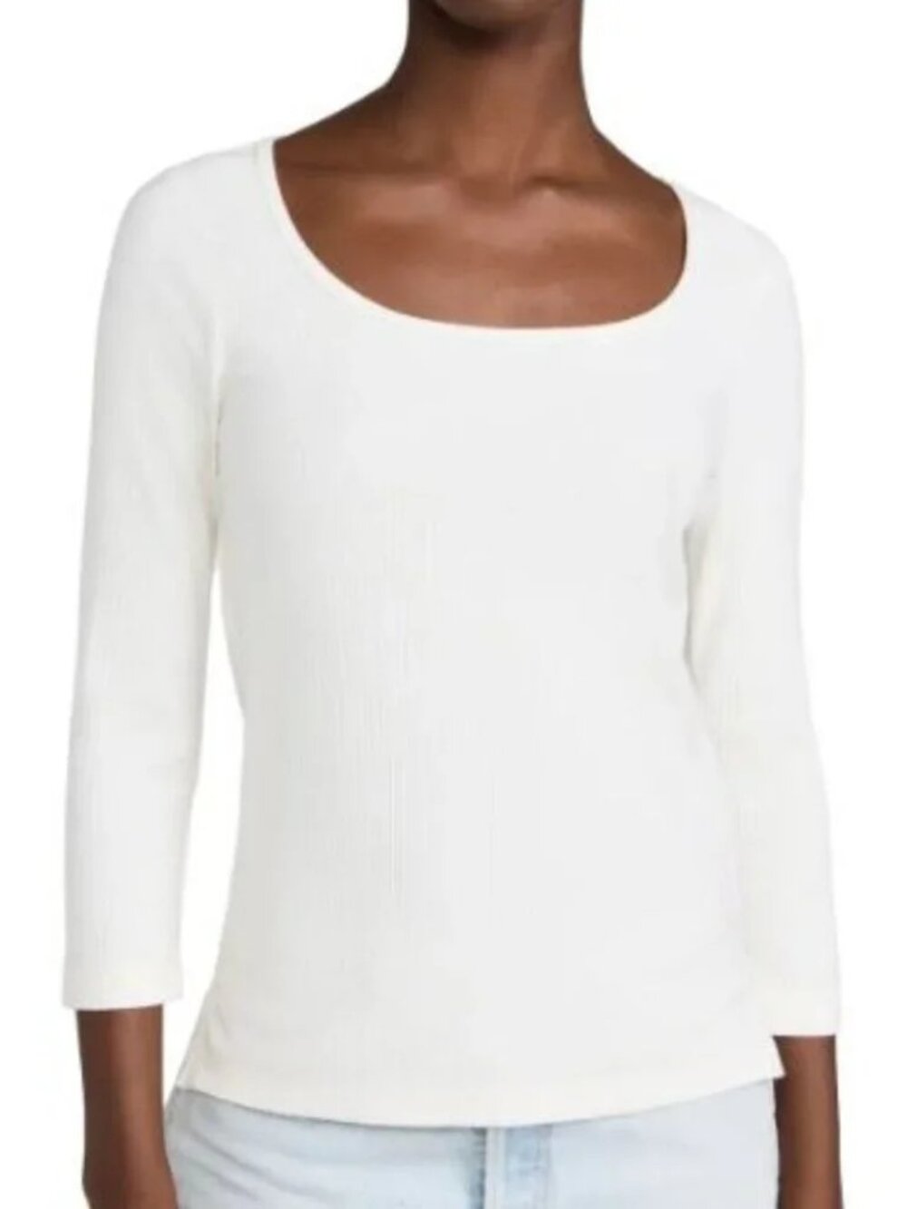 Spanx White Ribbed Scoop Neck Top